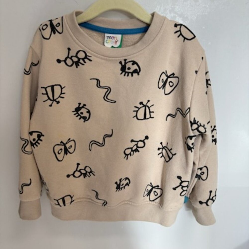 MonCoeur tan bug print sweatshirt size 5Y
